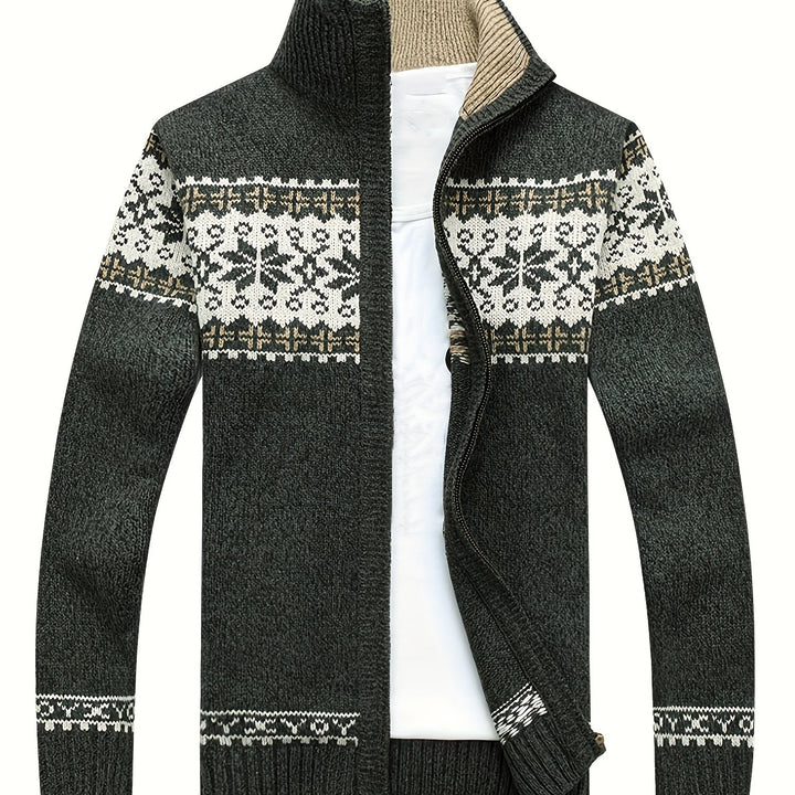 Reuben | Nordic-Pattern Zip Cardigan
