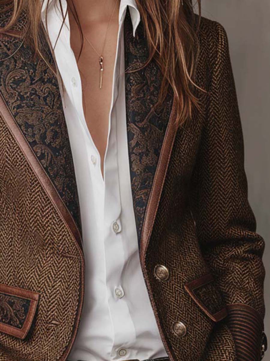 Hollis | Herringbone Panel Blazer