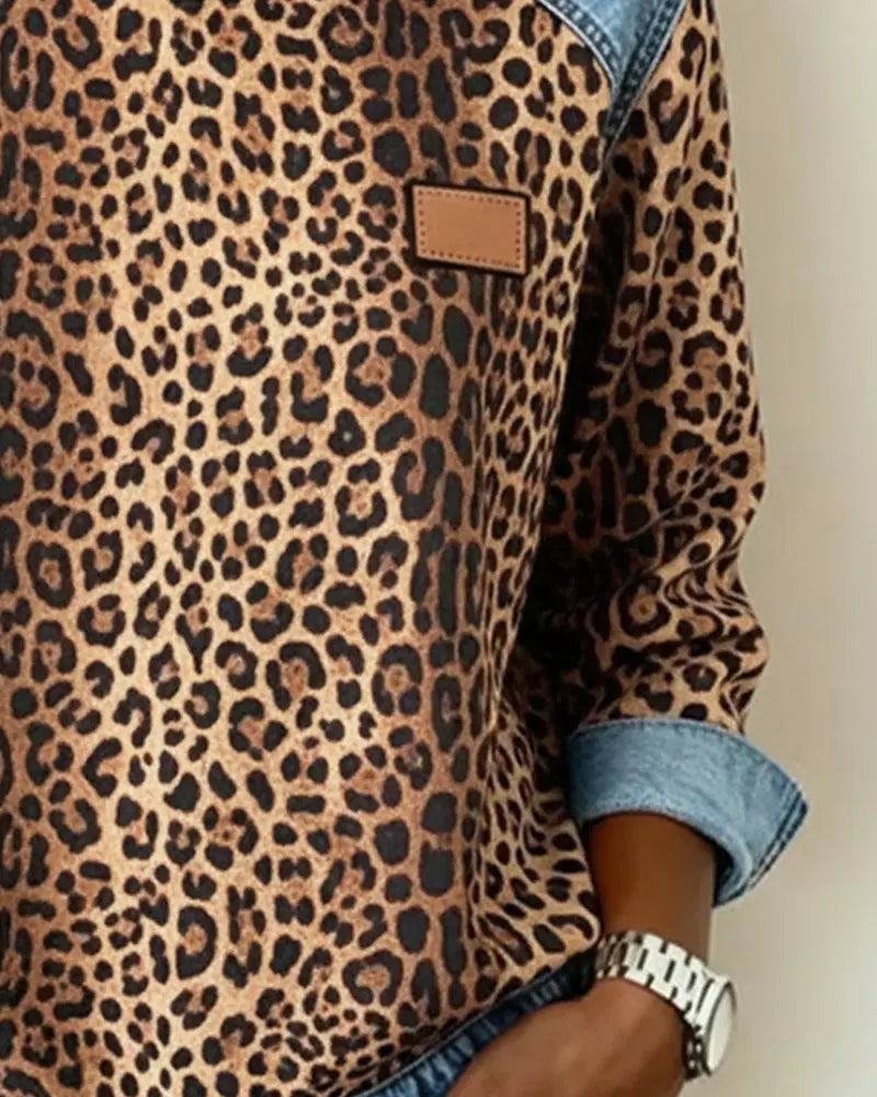 Charmaine | Leopard Patchwork Contrast Sweater