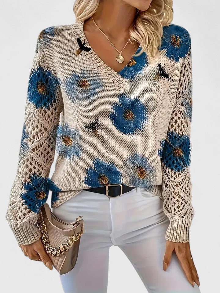 Millicent | Floral Open-Knit Sweater