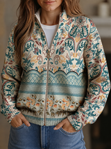 Harriet | Botanical Print Zip Jacket