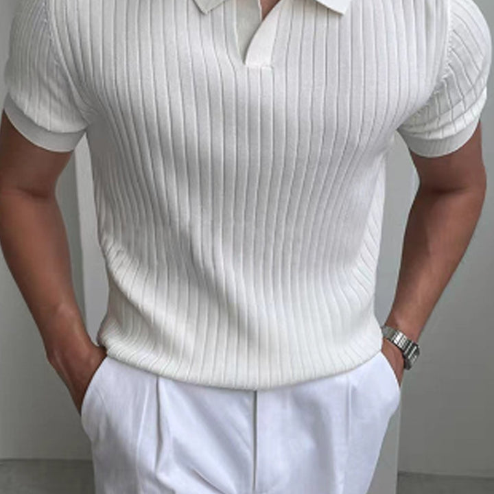 Vincent | Ribbed Open-Collar Polo Shirt
