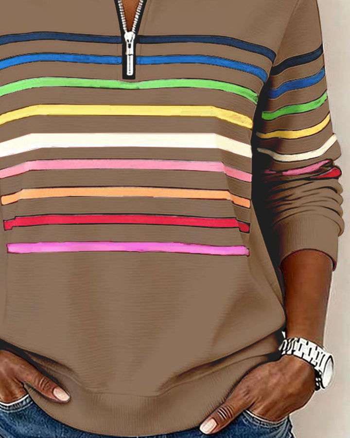 Annabel | Striped Quarter-Zip Sweatshirt