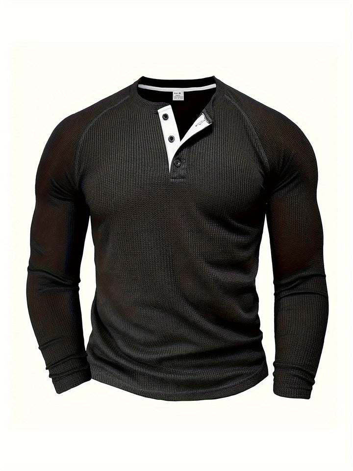 Roland | Textured Button-Placket Long-Sleeve Top