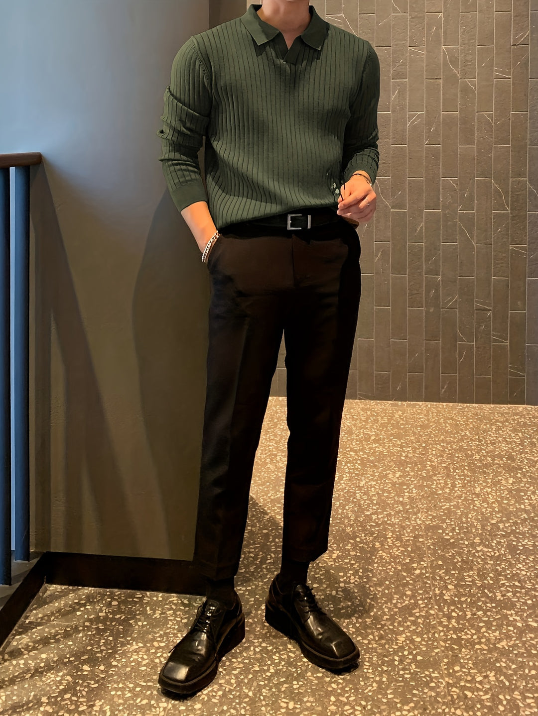Dawson | Ribbed Collared Polo Jumper