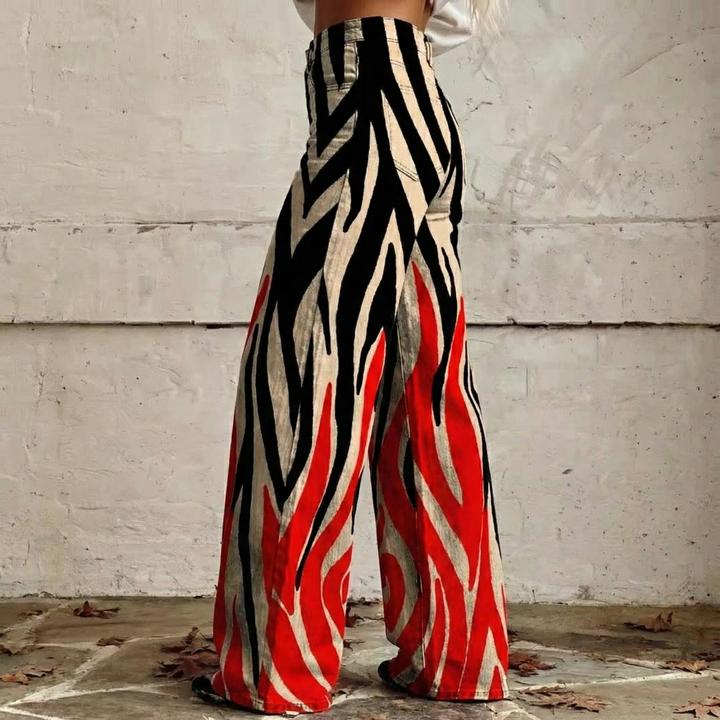 Priscilla | High-Waisted Wide-Leg Printed Trousers