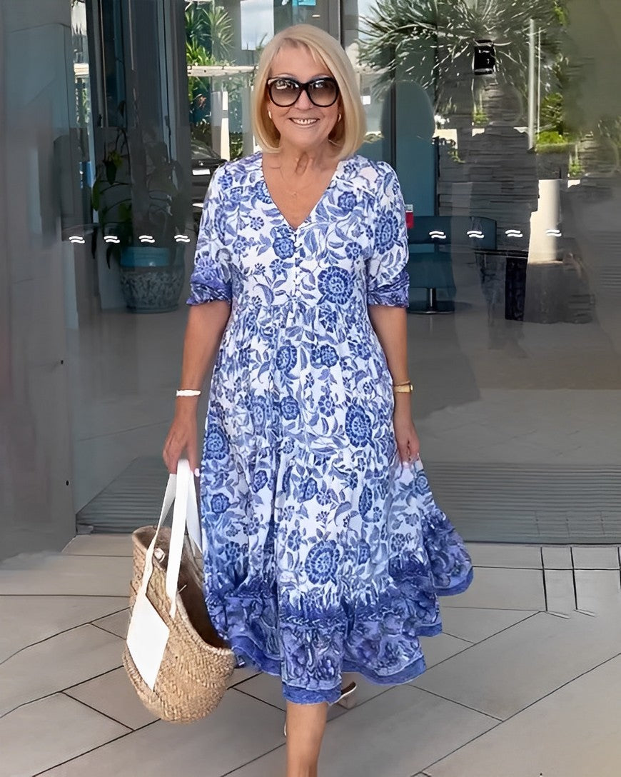 Penelope | Graceful V-Neck Floral Dress