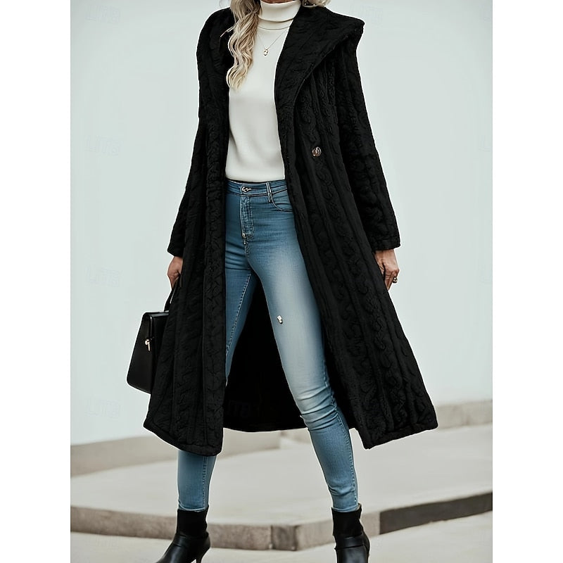Karina | Long Hooded Open-Front Coat