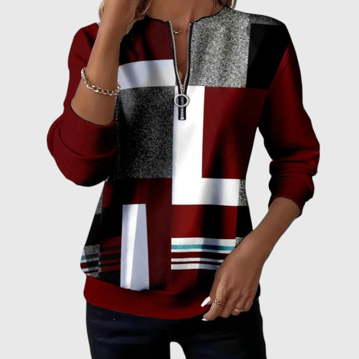 Romilly | Geometric Zip-Neck Top