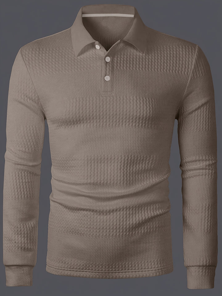 Lawrence | Textured Long Sleeve Polo Shirt