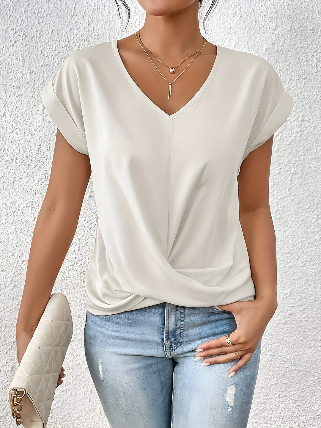 Eleanor | Elegant Twist-Front V-Neck Top