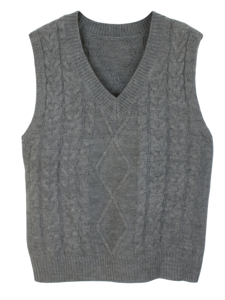 Vivian | Cable-Knit V-Neck Sweater Vest
