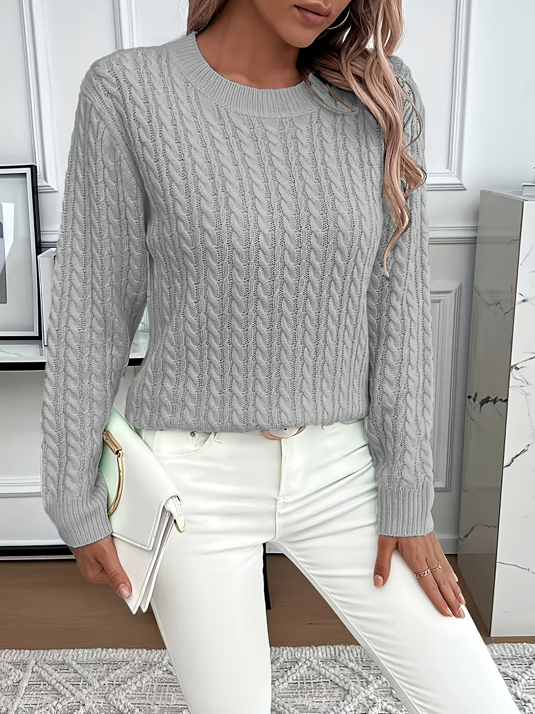 Maeve | Cable-Knit Round Neck Jumper