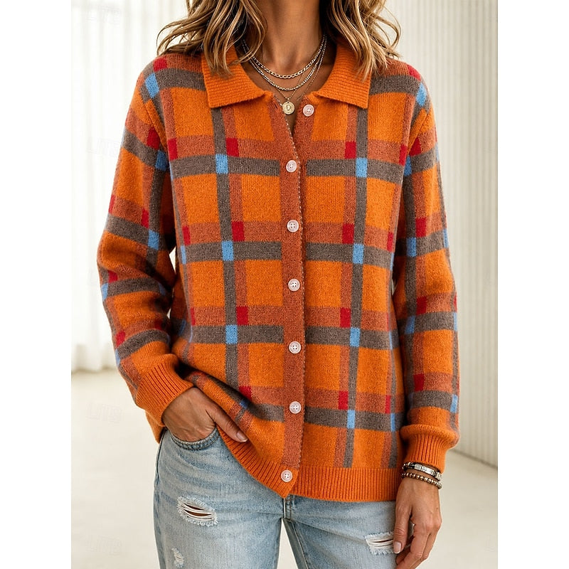 Callista | Checked Collared Cardigan