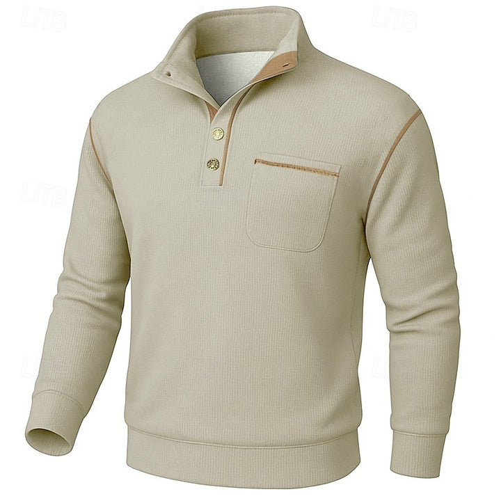 Harvey | Button-Up Standing Collar Pullover