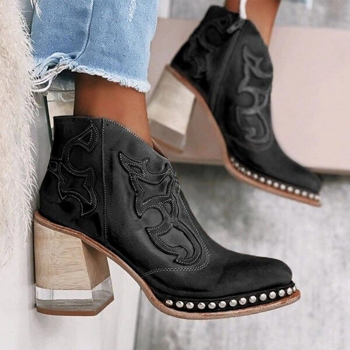 Nancy | Studded Western Ankle Boots