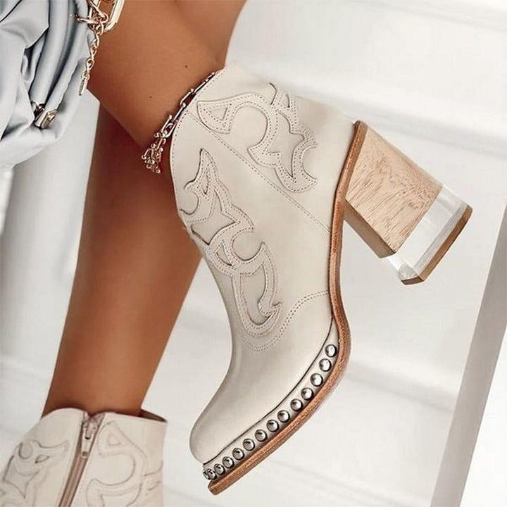 Nancy | Studded Western Ankle Boots