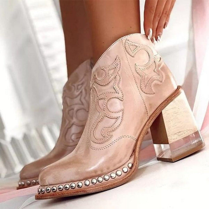 Nancy | Studded Western Ankle Boots