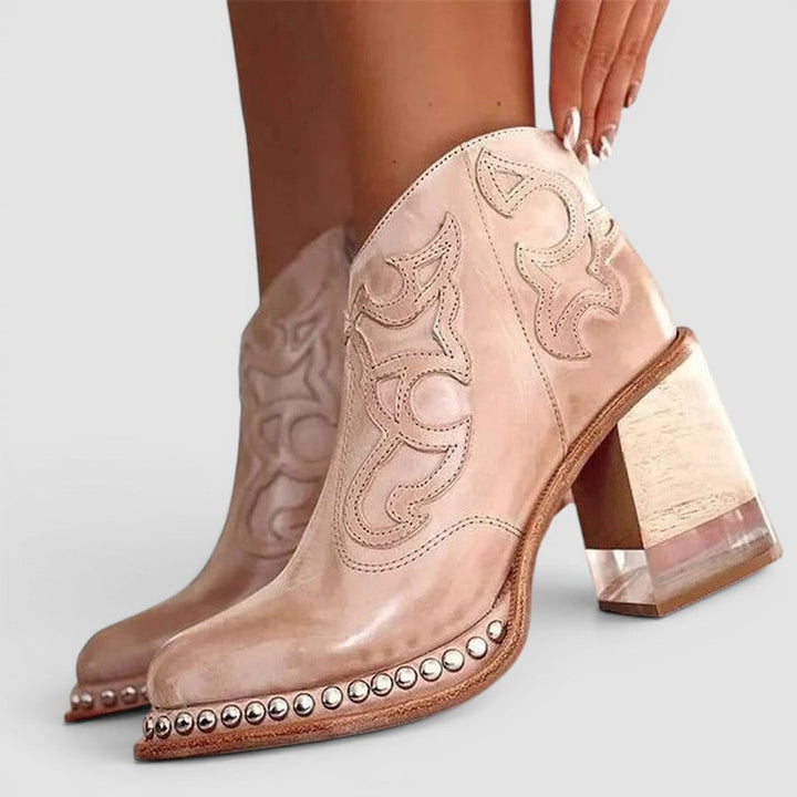 Nancy | Studded Western Ankle Boots