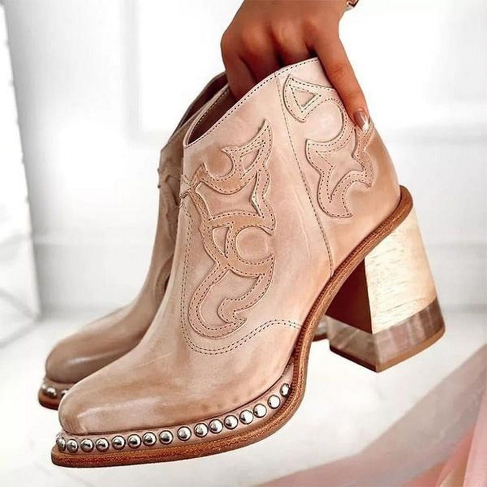 Nancy | Studded Western Ankle Boots