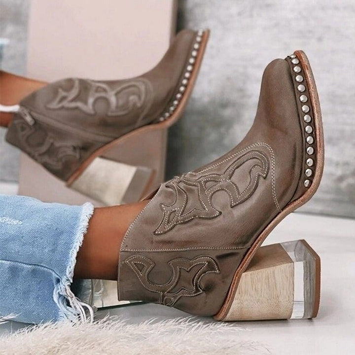Nancy | Studded Western Ankle Boots