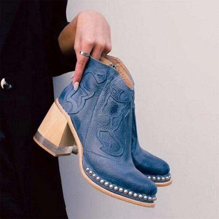 Nancy | Studded Western Ankle Boots