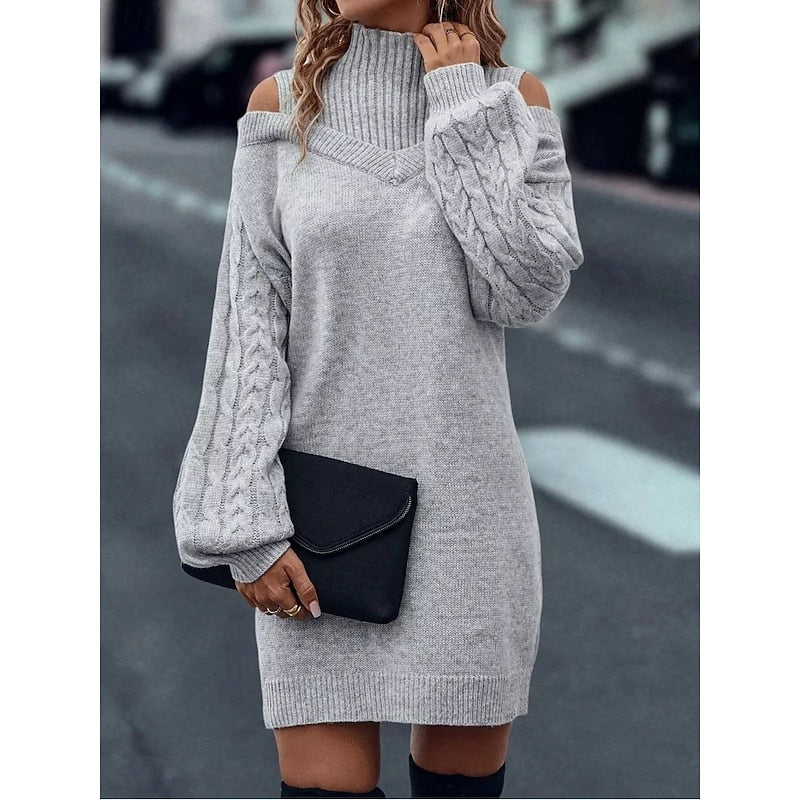 Meredith | Cold-Shoulder Turtleneck Dress