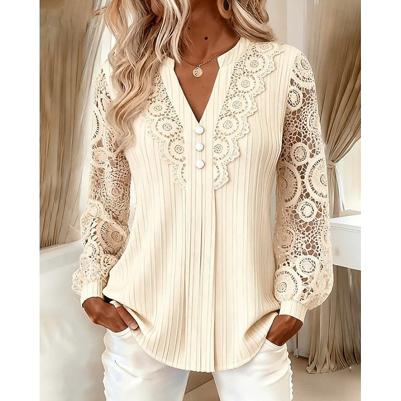 Cassandra | Lace-Detail Long Sleeve Blouse
