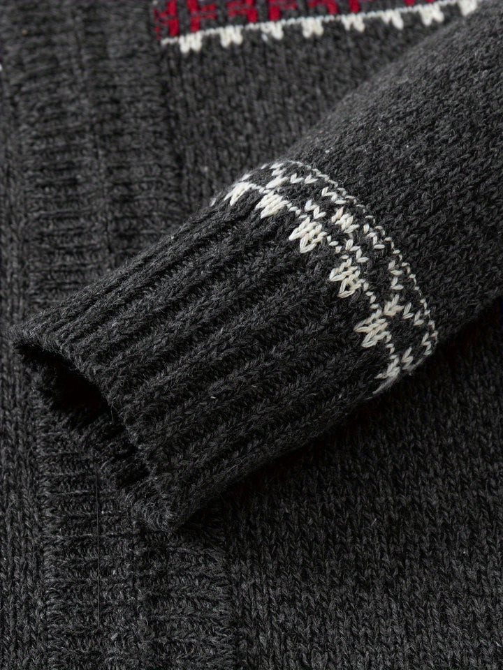 Reuben | Nordic-Pattern Zip Cardigan