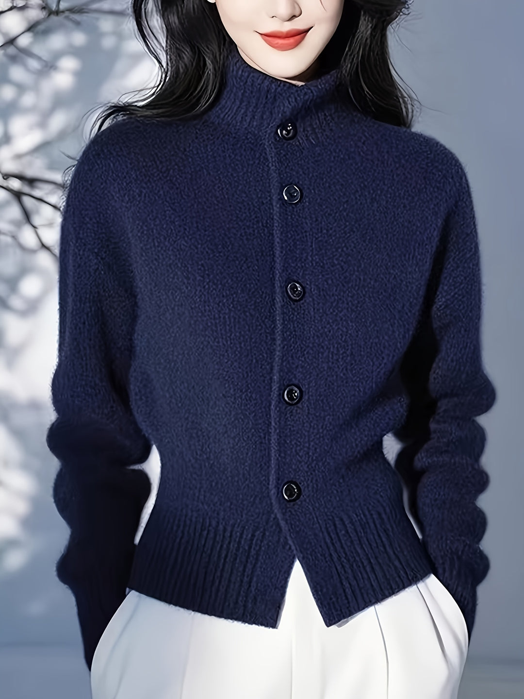 Henrietta | High-Neck Button-Front Cardigan