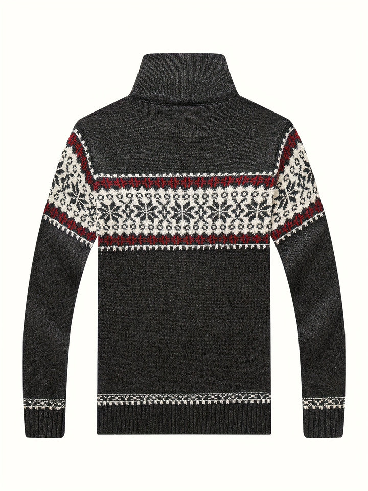 Reuben | Nordic-Pattern Zip Cardigan