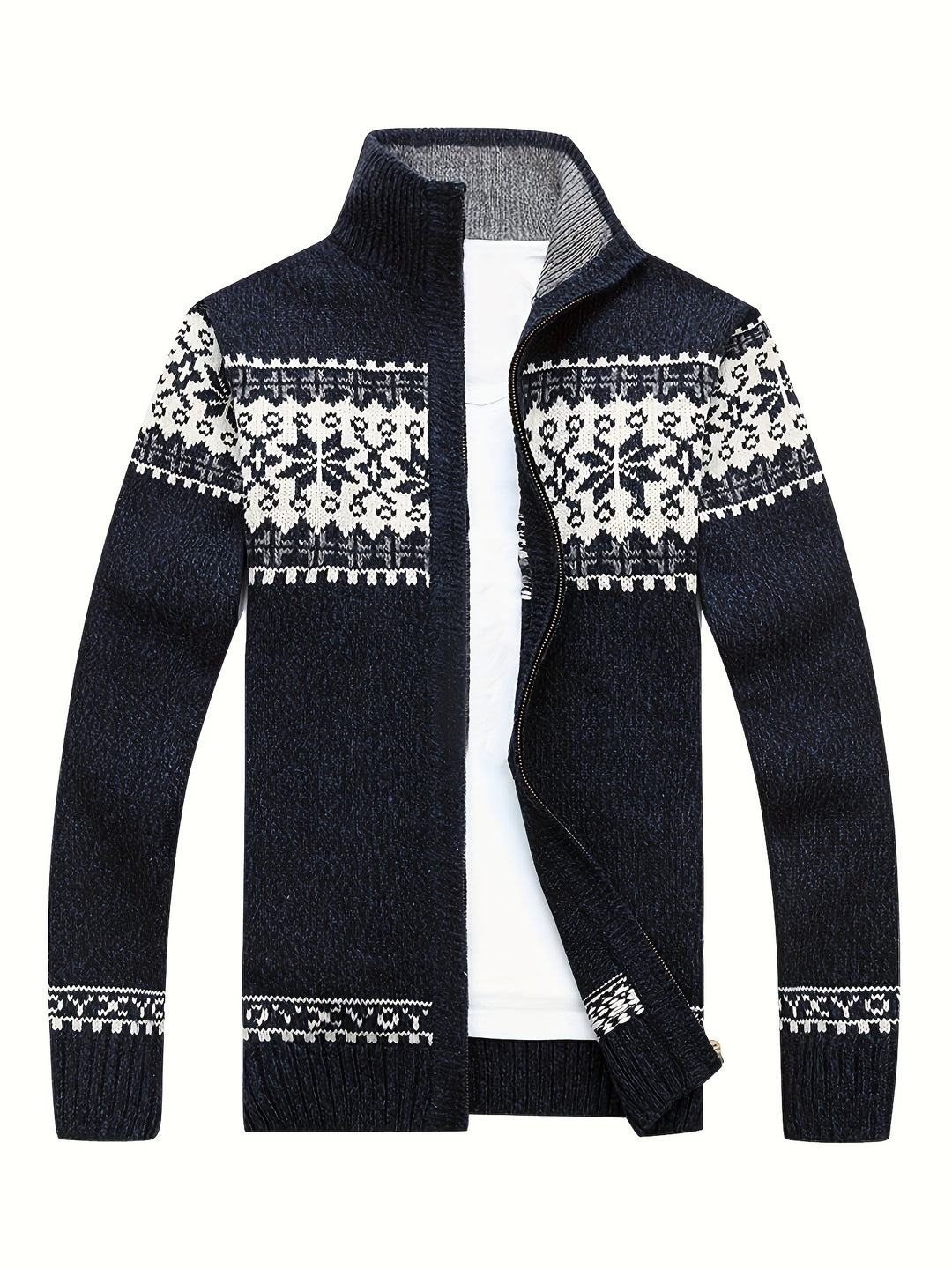 Reuben | Nordic-Pattern Zip Cardigan