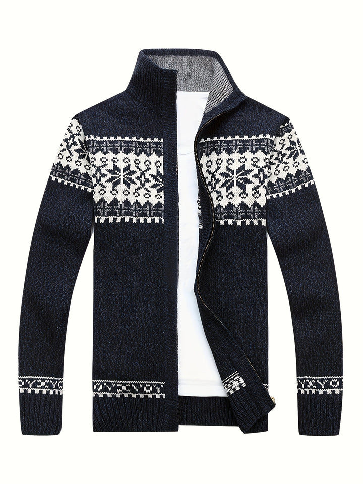 Reuben | Nordic-Pattern Zip Cardigan