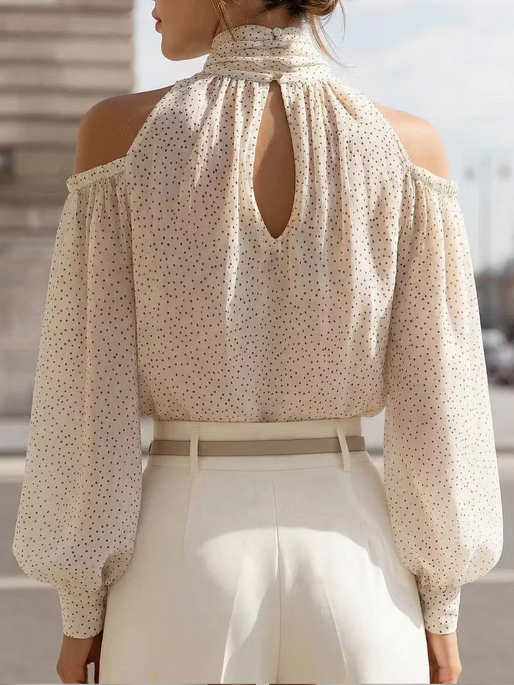 Adelina | Cold-Shoulder Scarf-Tie Blouse