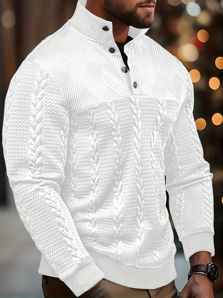 Malcolm | Textured Button-Neck Henley