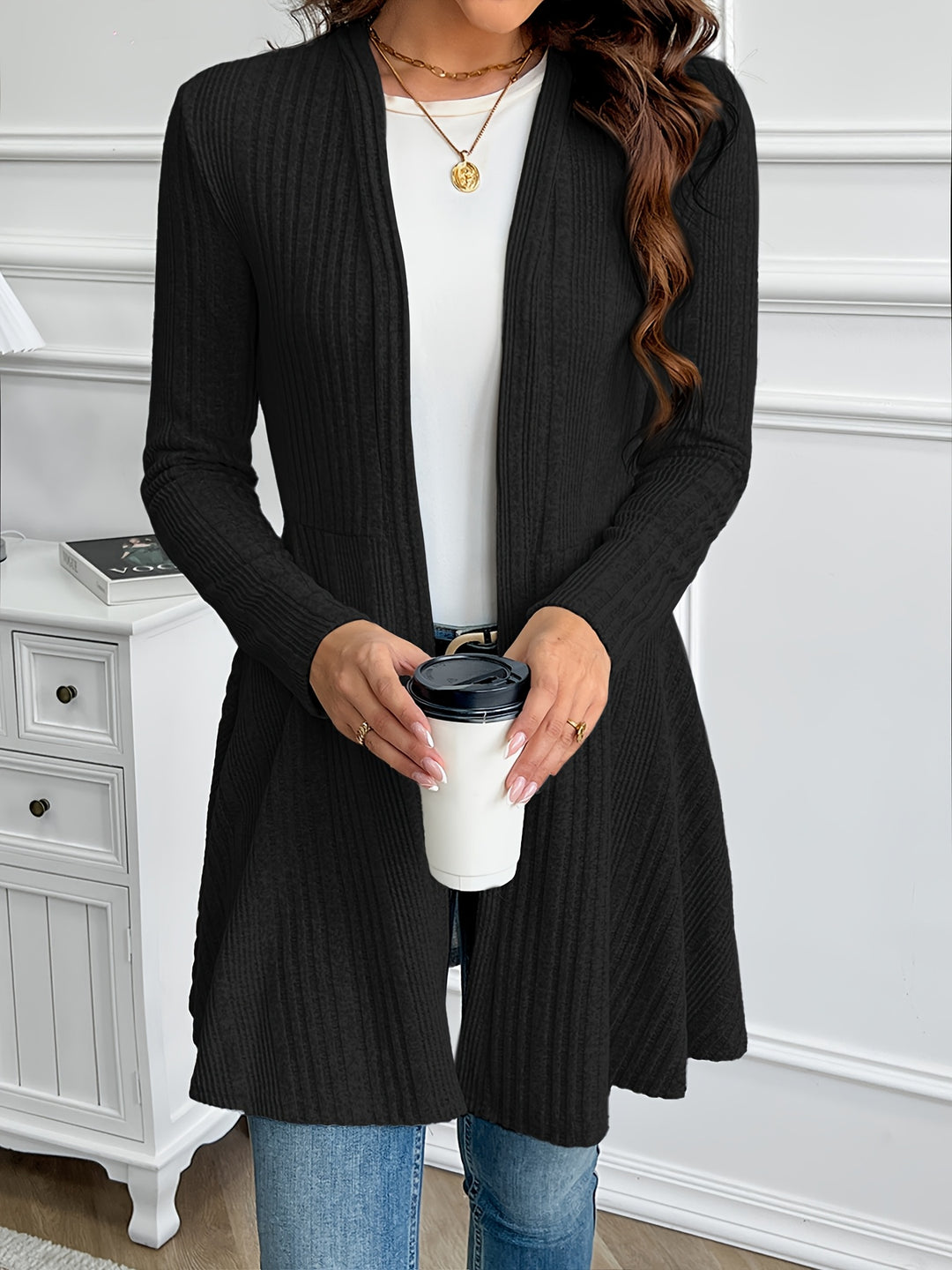 Helena | Ribbed Open-Front Cardigan