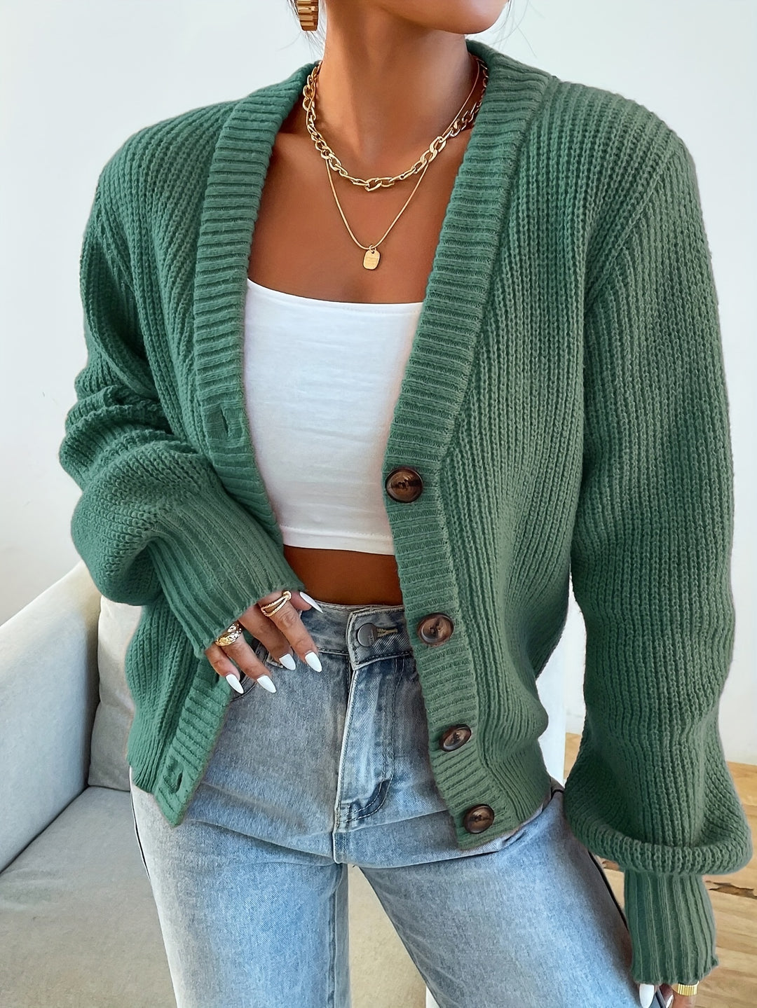 Rosemary | Chunky-Knit Button Cardigan