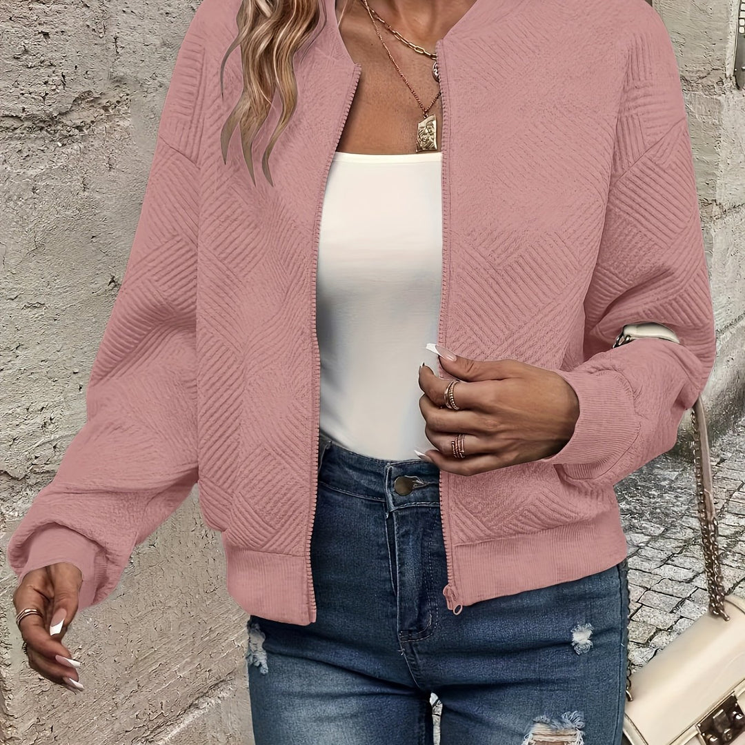 Delia | Textured Zip-Up Bomber Jacket