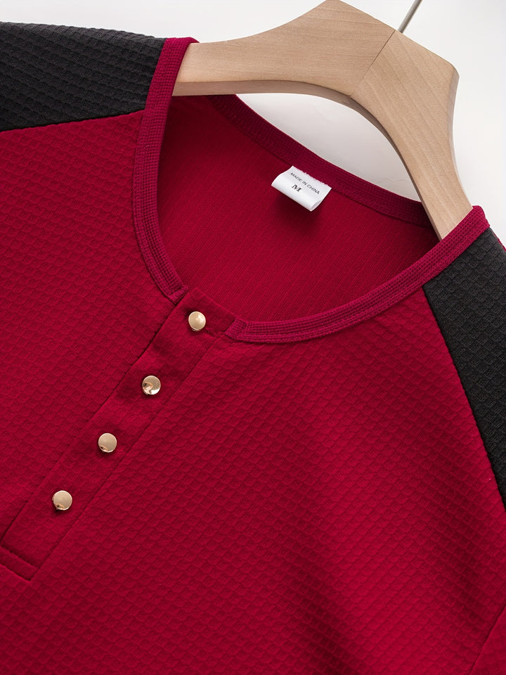 Bryce | Textured Contrast Henley Shirt