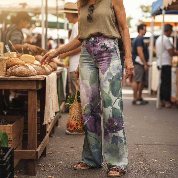 Petra | High-Waisted Wide-Leg Floral Trousers