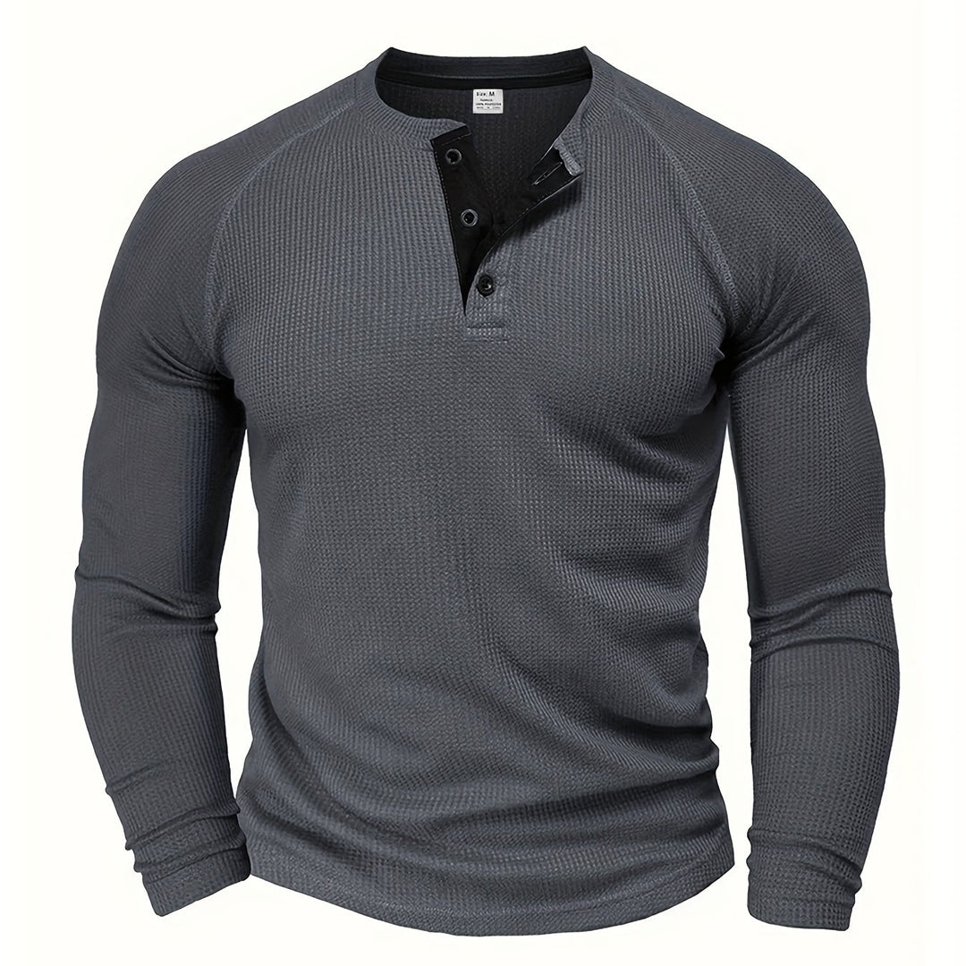 Roland | Textured Button-Placket Long-Sleeve Top