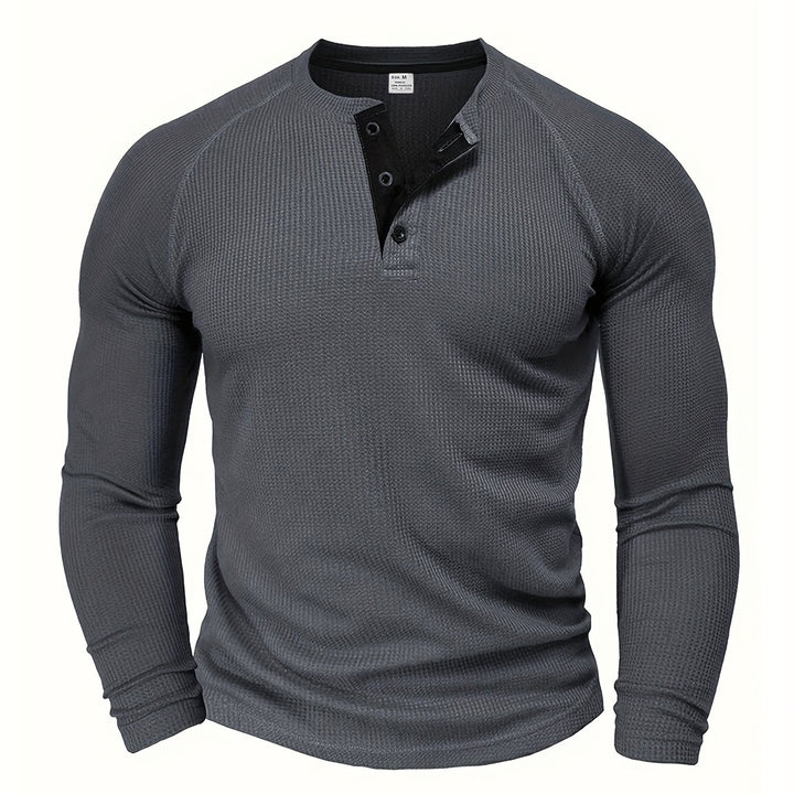 Roland | Textured Button-Placket Long-Sleeve Top