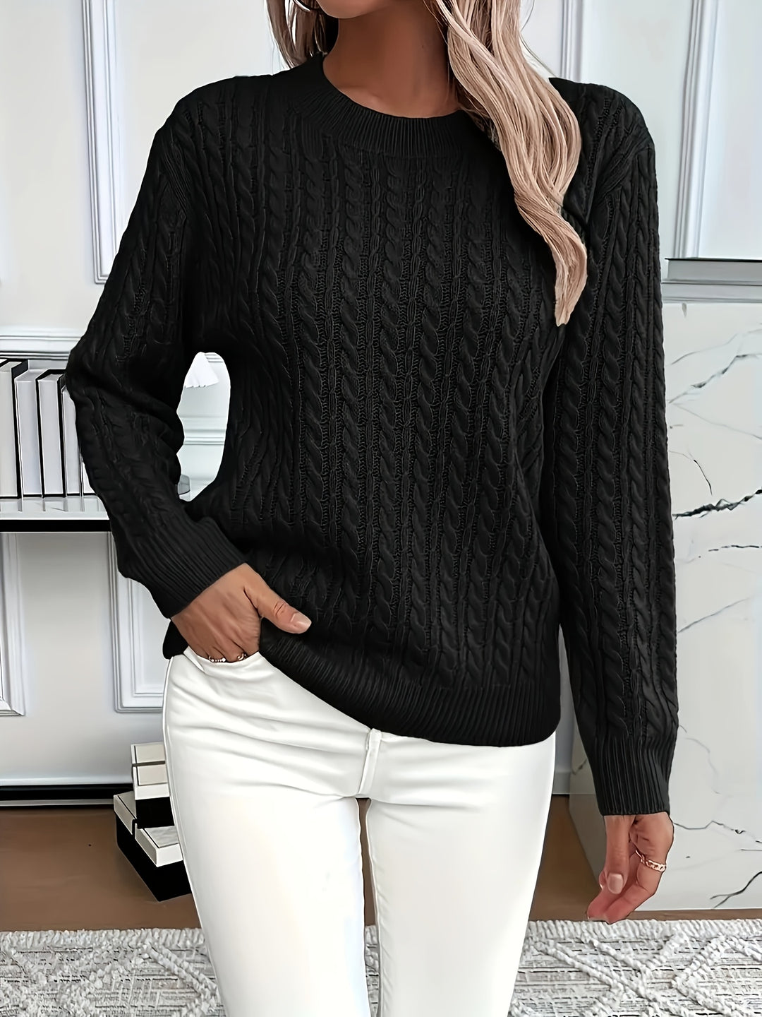 Maeve | Cable-Knit Round Neck Jumper