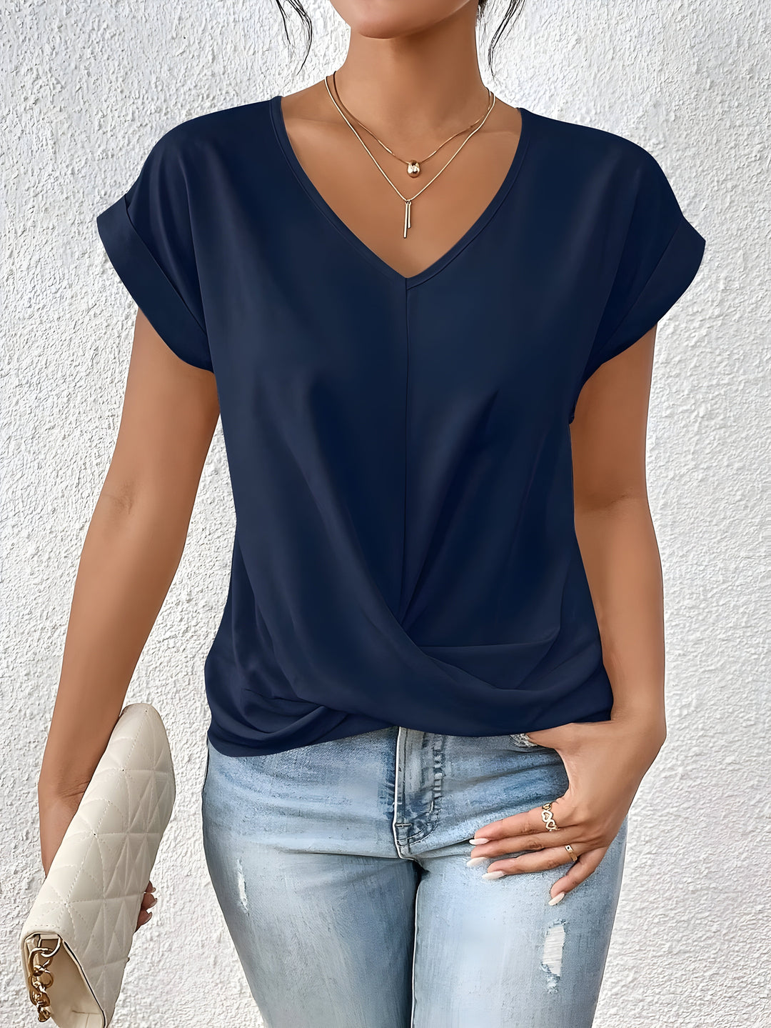 Delphine | Twist-Front V-Neck Top