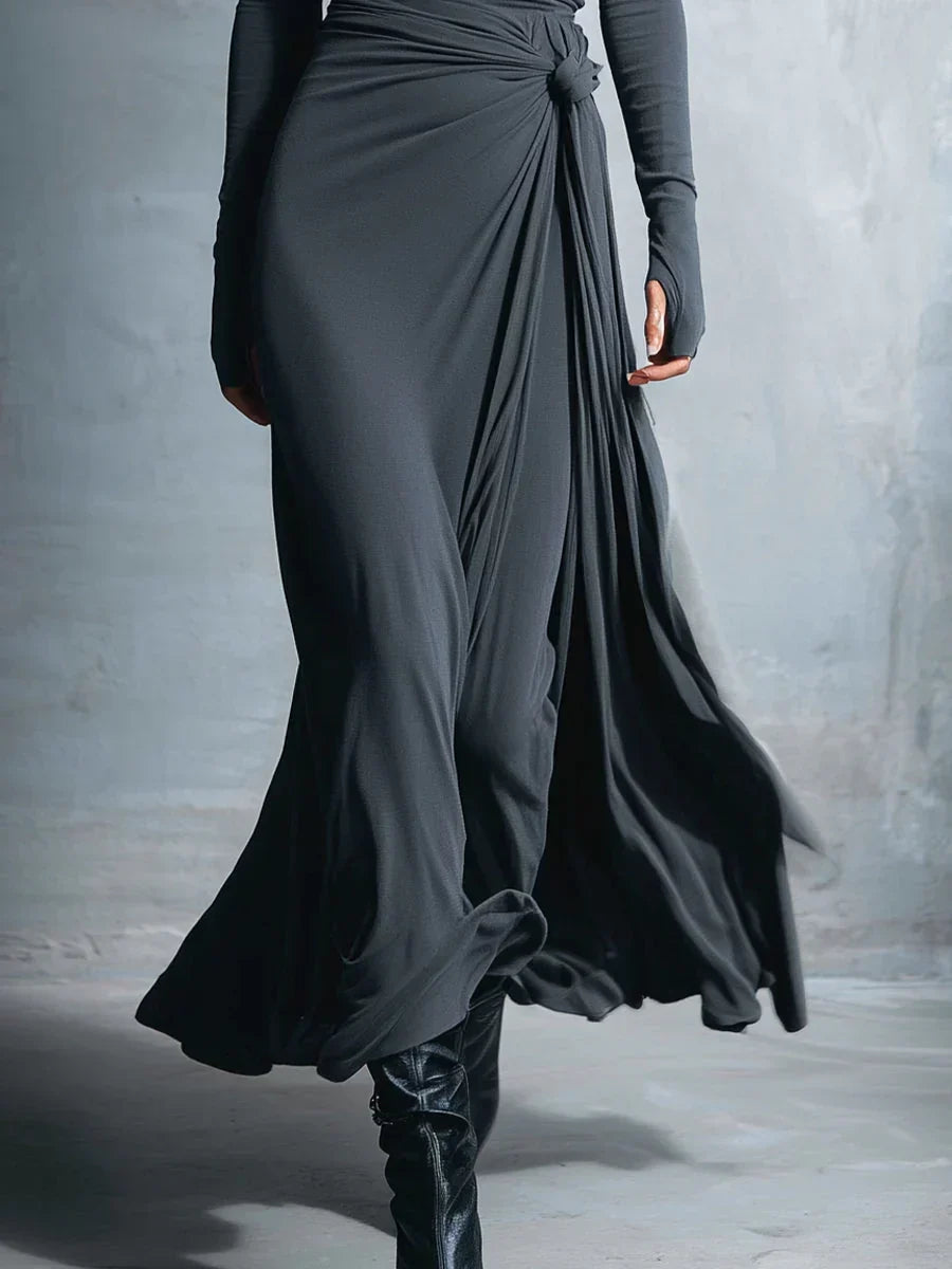 Elena | Draped Side-Knot Maxi Dress