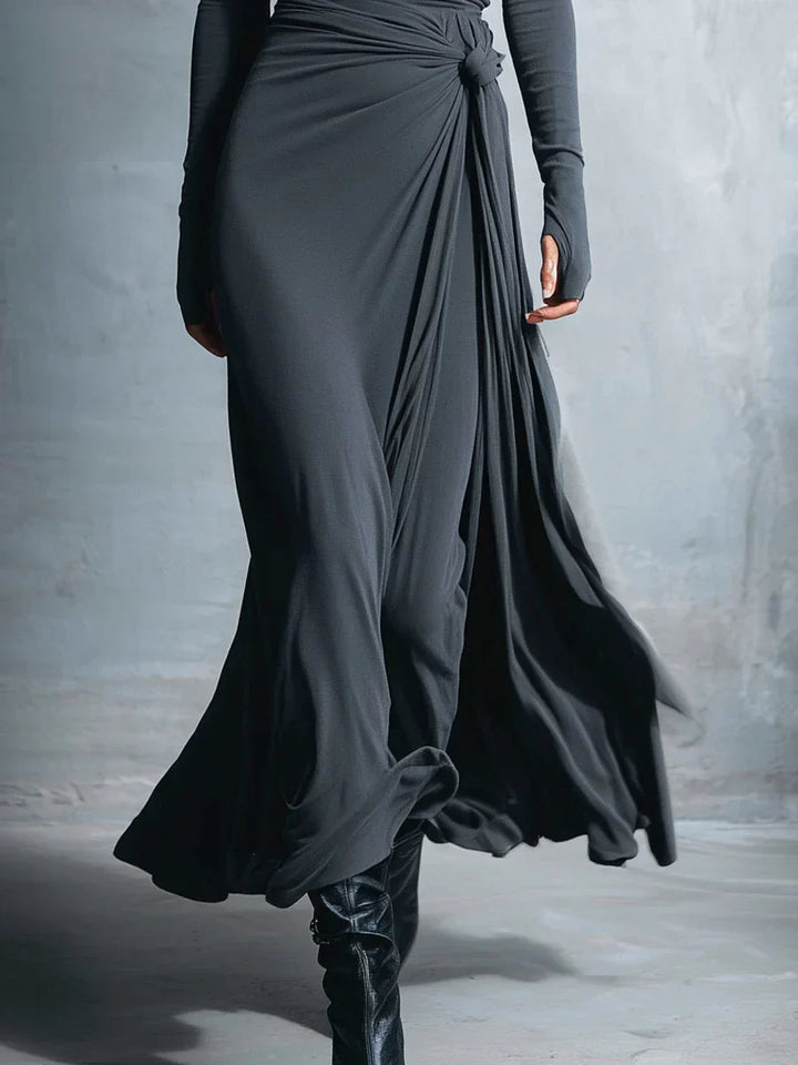 Elena | Draped Side-Knot Maxi Dress
