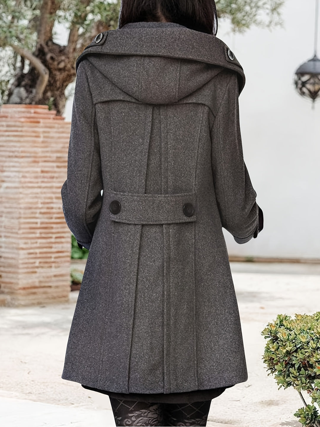 Mireille | Hooded Double-Breasted Mid-Length Coat