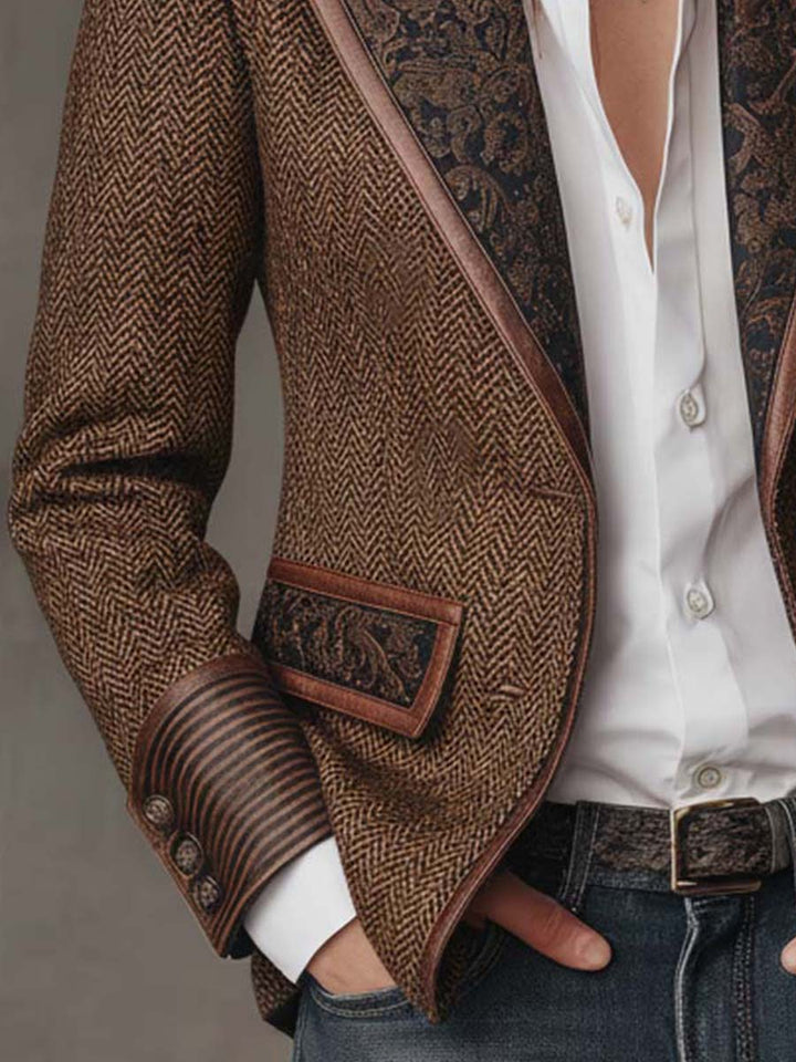Hollis | Herringbone Panel Blazer