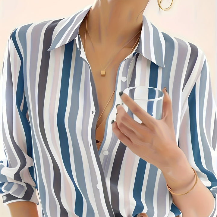 Eleanor | Elegant Striped Button Shirt