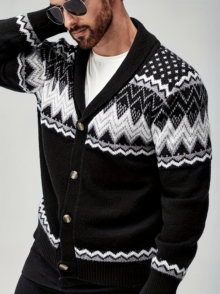 Whitaker | Nordic-Pattern Shawl Cardigan
